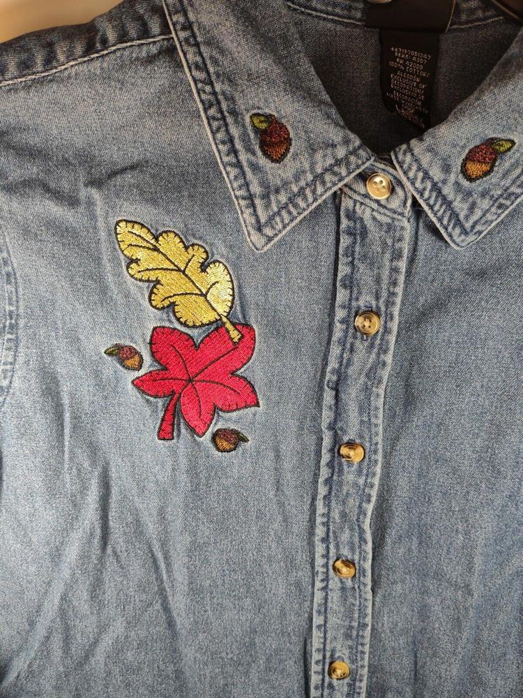 Basic Editions Holiday Large Denim Button Front F… - image 3